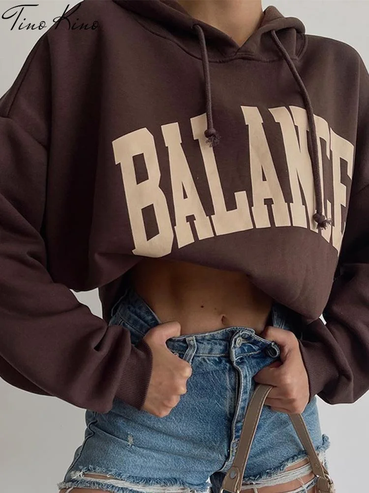 

Повседневный Женский свитшот с капюшоном, Женский пуловер с длинным рукавом и принтом букв, с карманами, Осень-зима 2023, утепленный женский т...