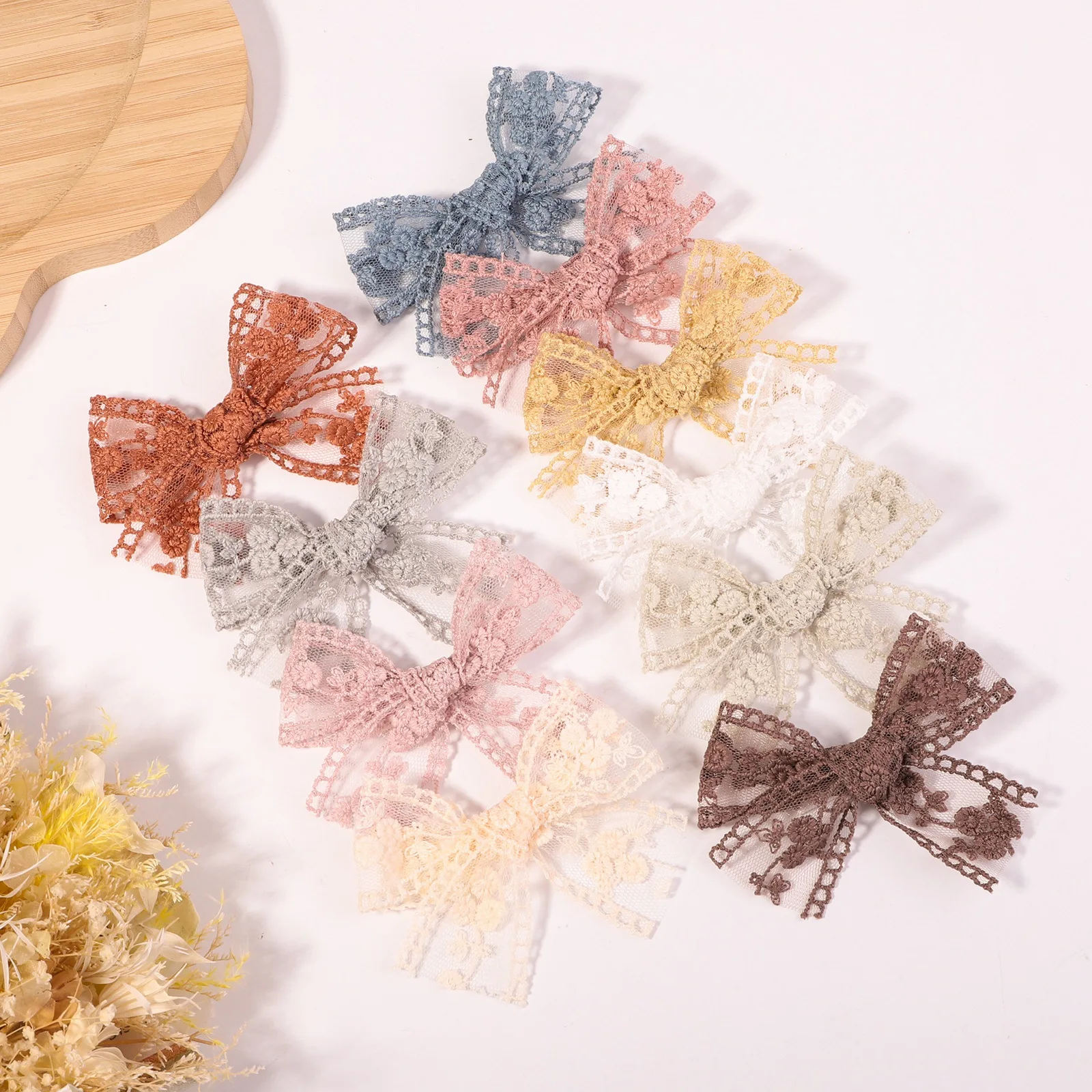 

30 PCS, Flower Embroidery Lace Bowknot Hair Clips For Girls Boutique Hairpins Barrettes School Girl Bow Baby Hair Accessories