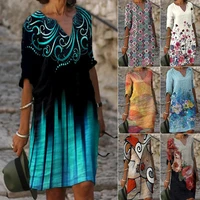 women loose spring vintage ruffles befree dress large big printed summer boho casual party elegant dresses