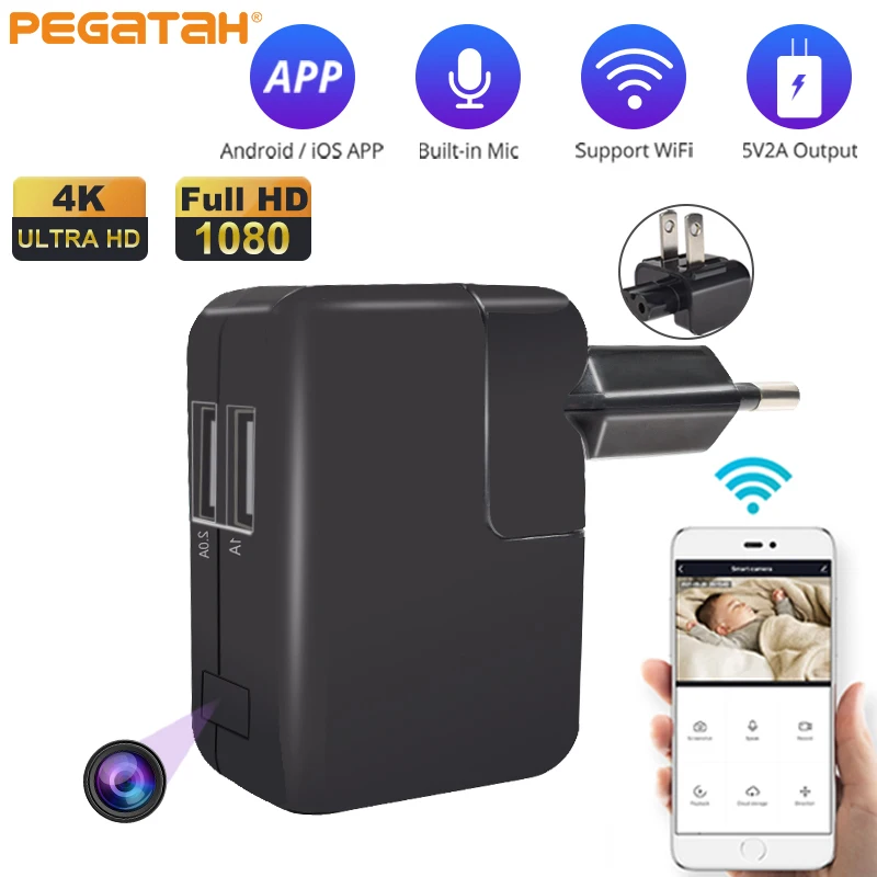 

Surveillance Cameras 1080P Mini Wifi Plug Camera 5V 1A/2A Wireless Smart Phone Charger Camcorder Detachable Socket for home