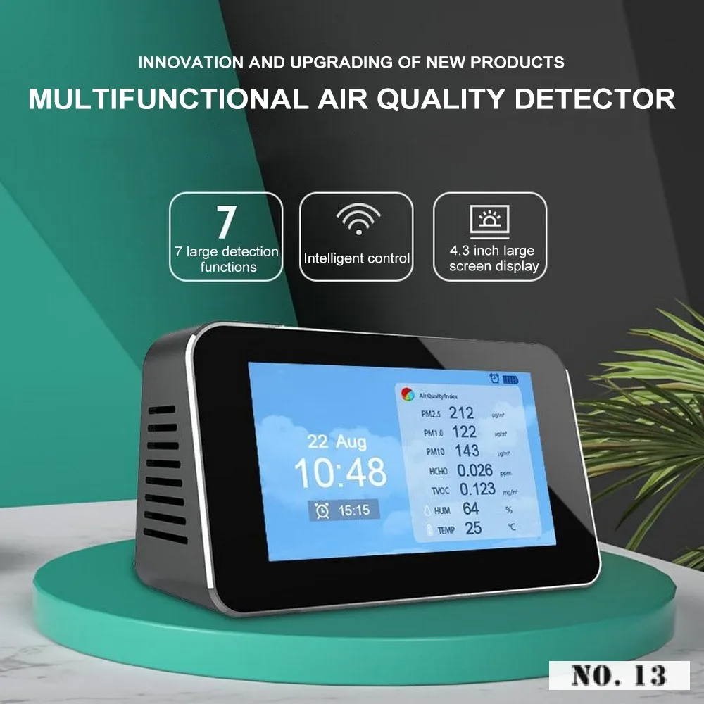 

Multi-function Air Quality Monitor Formaldehyde Detector USB Charging Temperature Meter English LCD Display TVOC Hygrometer New