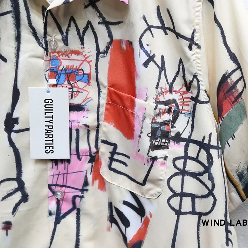WACKO MARIA Shirt Graffiti Oversize Leisure Men Women 1:1 Wacko Maria Hawaiian Shirt