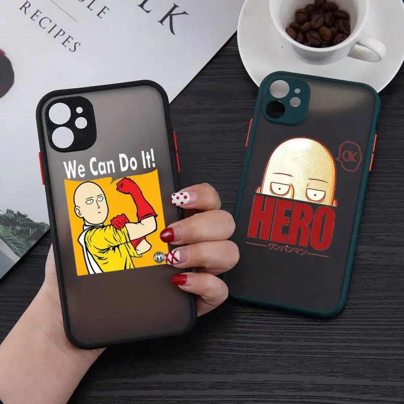 

one punch man Phone Case For iPhone 13 12 11 Mini Pro XR XS Max 7 8 Plus X Matte transparent Back Cover