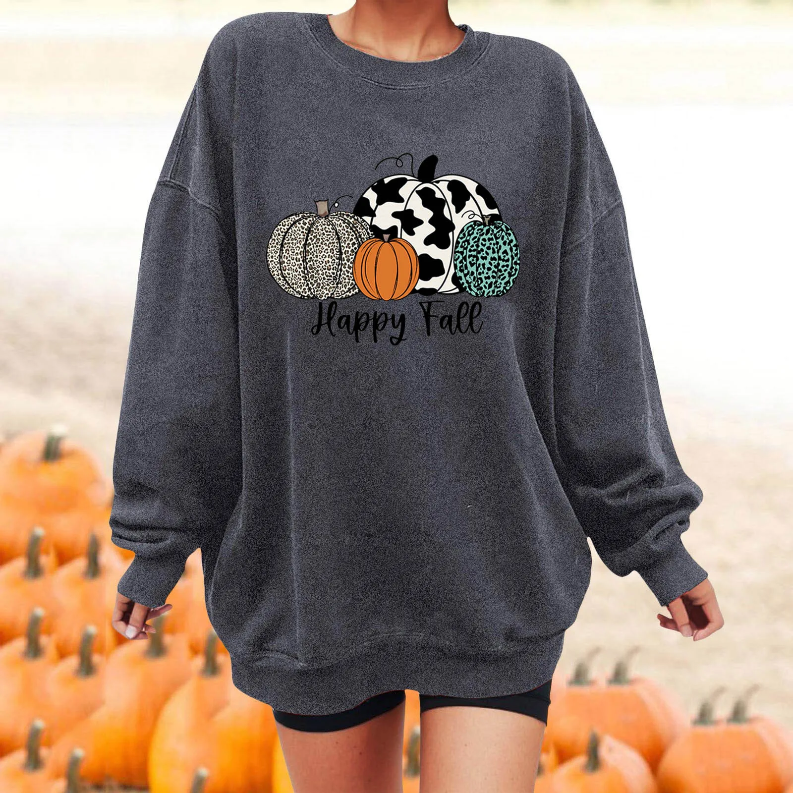 

Женская толстовка с длинным рукавом и круглым вырезом, свободного покроя