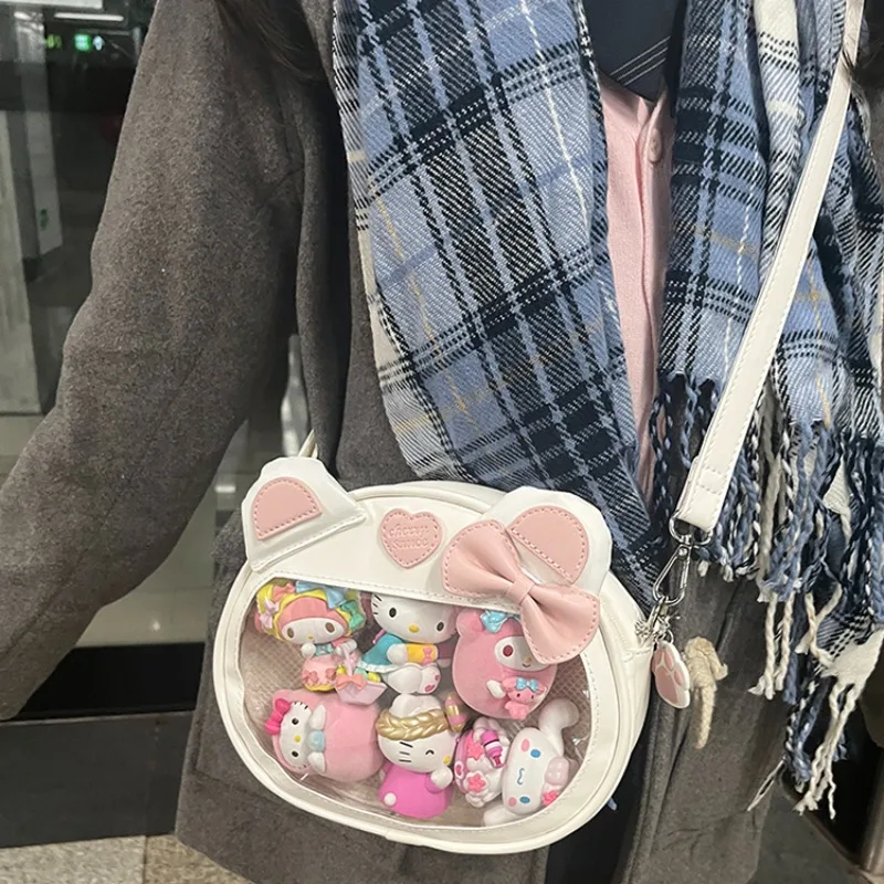 

Ita Bag Sweet Lolita Bear Bag 2023 Cute Ear Circular Crossbody Bags Women Autumn Kawaii Transparent Shoulder Bag Bolsos Сумка