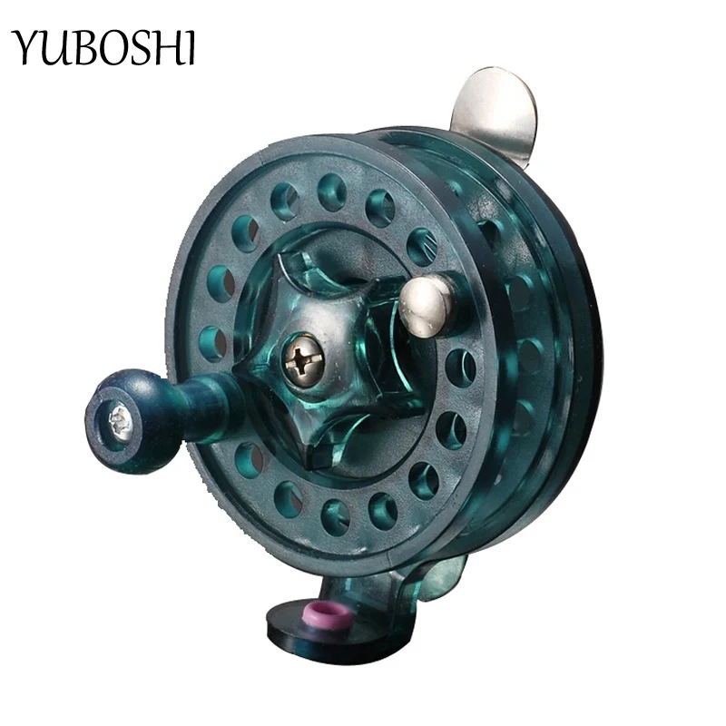 YUBOSHI Ultra Small Fly Fishing Reel Firm Plastic Body Saltwater Bass Comfortable Grip Ice Fishing Wheel