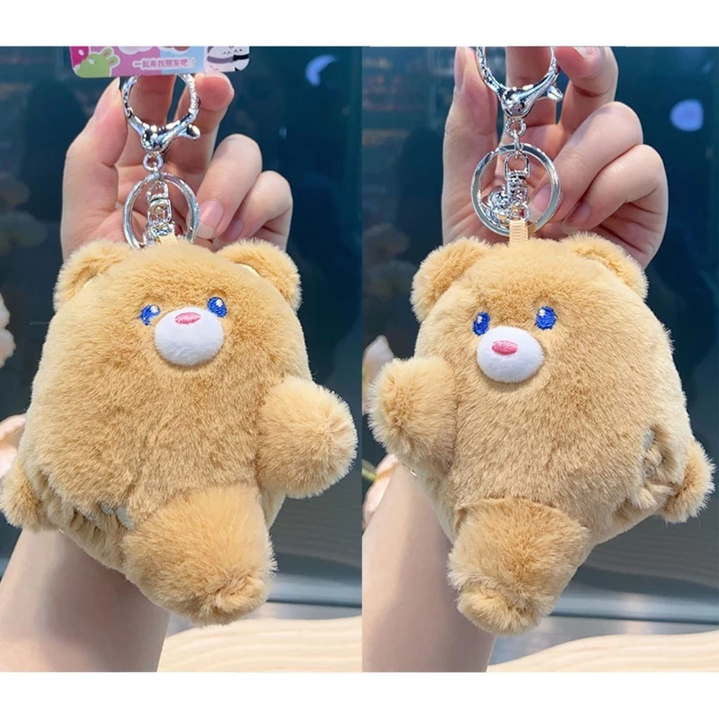 

Set of 2 Cute Plush Bear Shape Magnetic Dolls Keychain Keyring for Women Girls