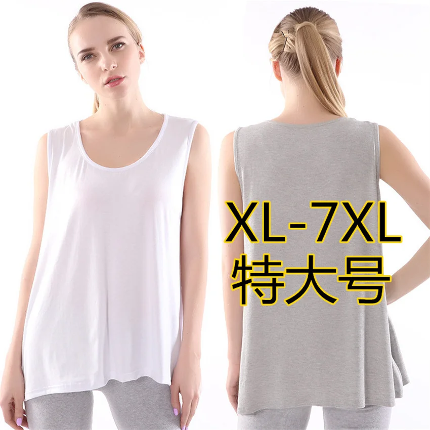 

New Fashion Women Plus Size XL-7XL Vest Solid O-neck Tank Summer Outfits Lady Short Paragraph Tanks Bottomings WZ1948