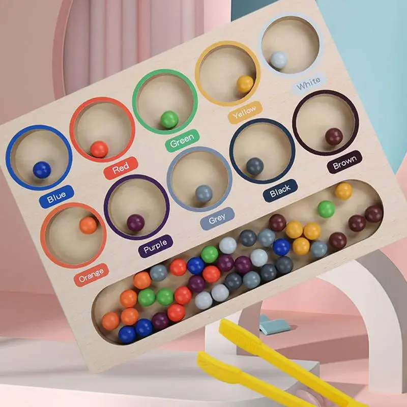 

Sorting Toys Wood Board Game Matching Game Clip Beads Color Sorting Rainbow Counting Board Montessori Educational Toy For Kids