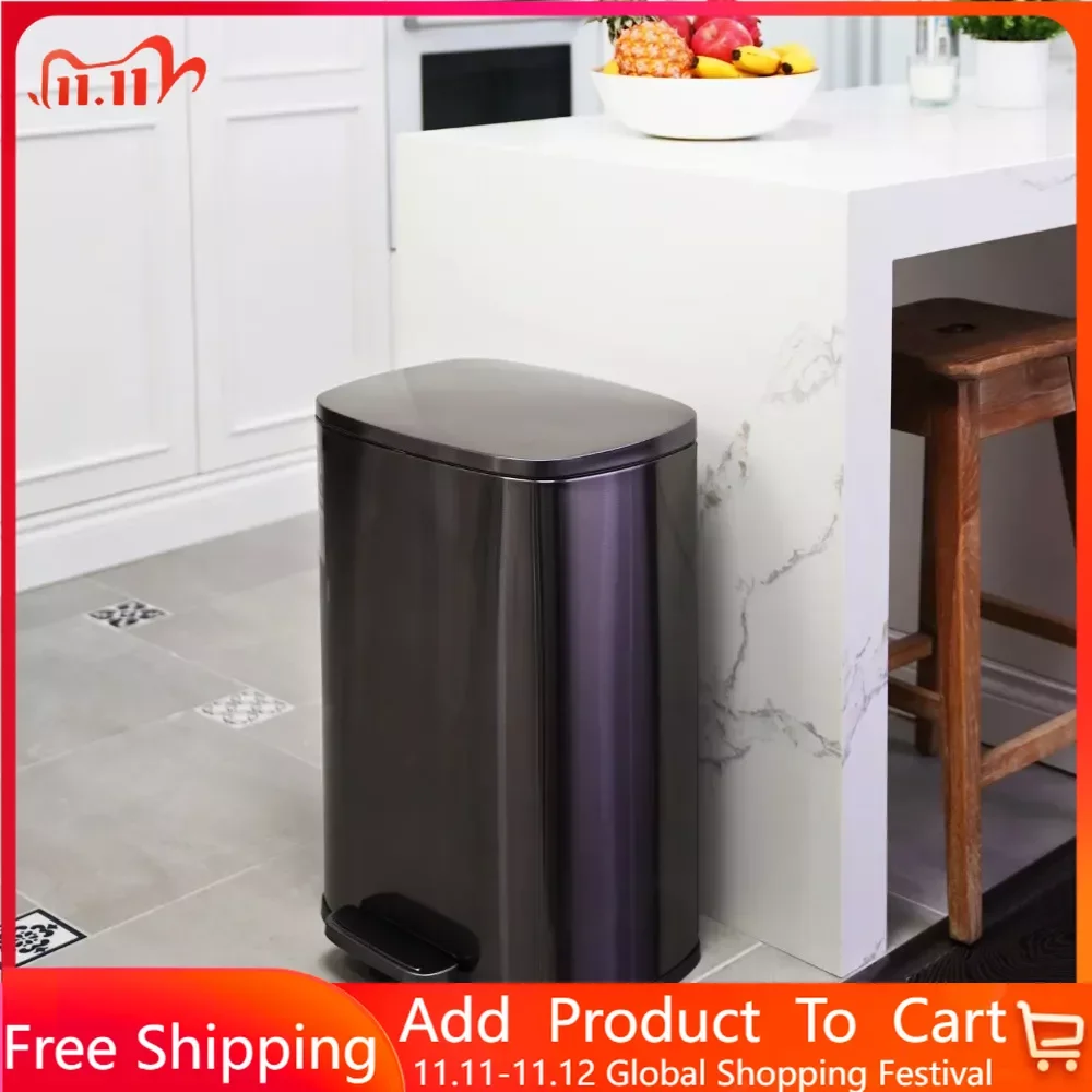 

Dustbin Free Shipping Recycle Bin 13.2 Gal Rectangular Step Trash Can Plus Two 1.3 Gal Trash Cans Food Waste Household Cleaning