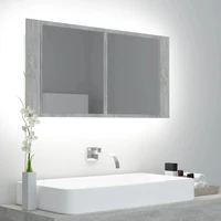 led bathroom cabinet with mirror chipboard mirror cabinet bathroom furntain concrete grey 90x12x45 cm