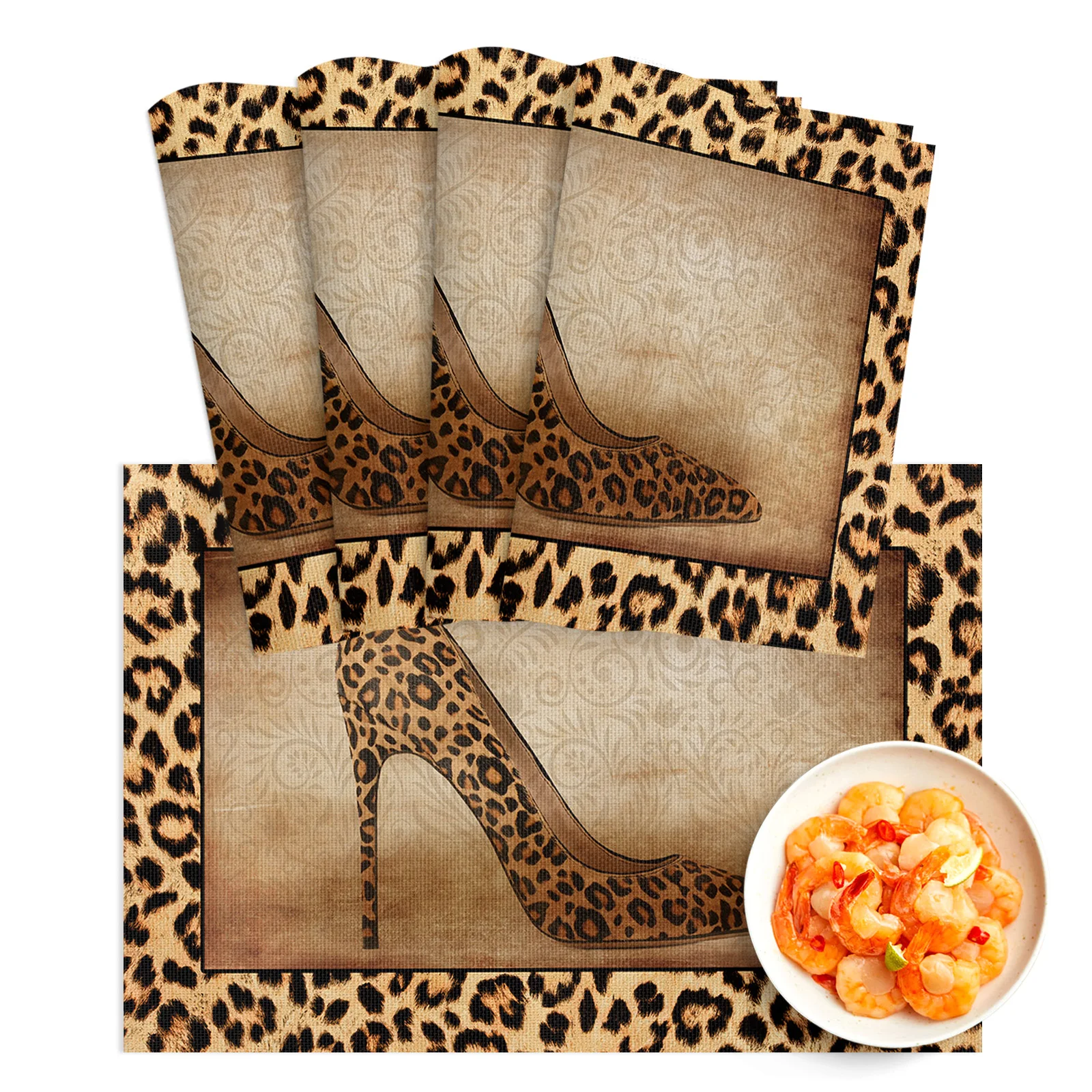 

4/6 шт., коврики для стола, с леопардовым принтом