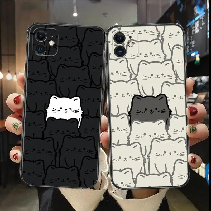 

Black Cat Cartoon Fashion Luxury Phone Case for IPhone 14 13 12 11 Pro Max Mini SE XR X XS Max 8Plus 7plus New TPU Phone Cover