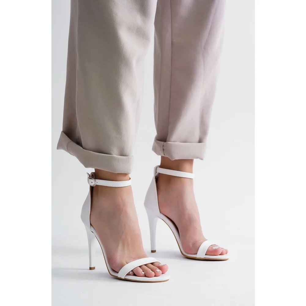 

Dorlie Women White Single Band Evening Dress Heels Shoes