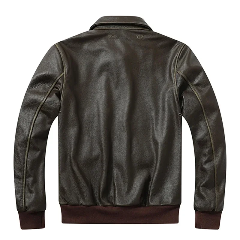 Винтажное оливковое мужское кожаное пальто A2 куртка-бомбер верхний слой из