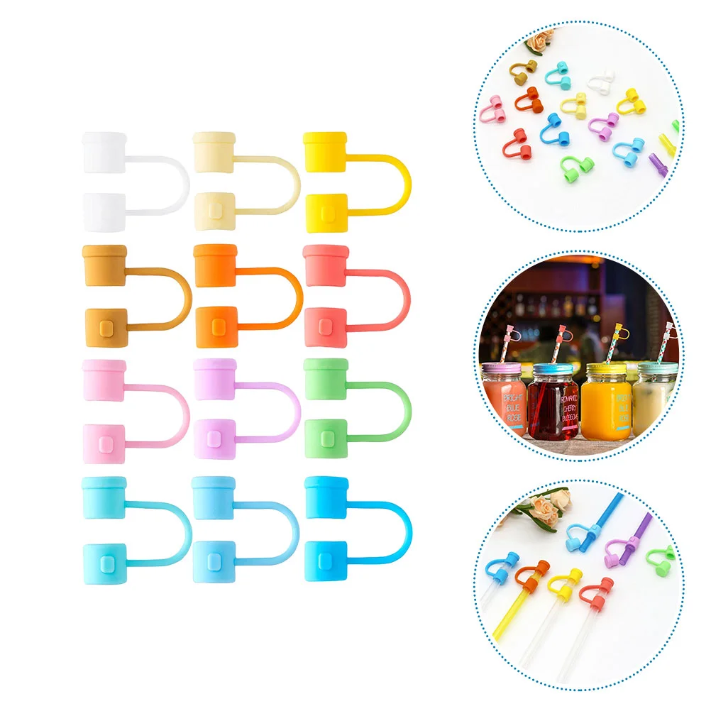 

12 Pcs Silicone Straw Stopper Covers Cap Tip Caps Tumbler Hat Reusable Tips Drinking Silica Gel Straws