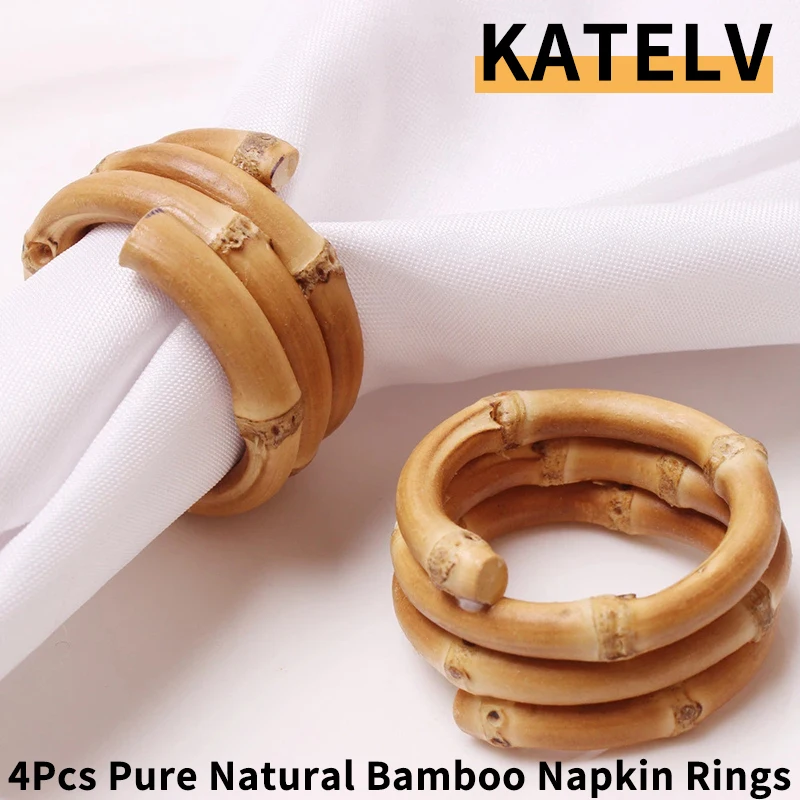 

Bamboo Napkin Rings Set Natural Rustic Napkin Holders Natural Napkin Holder Handmade Napkin Rack Table Decorations Service For 4
