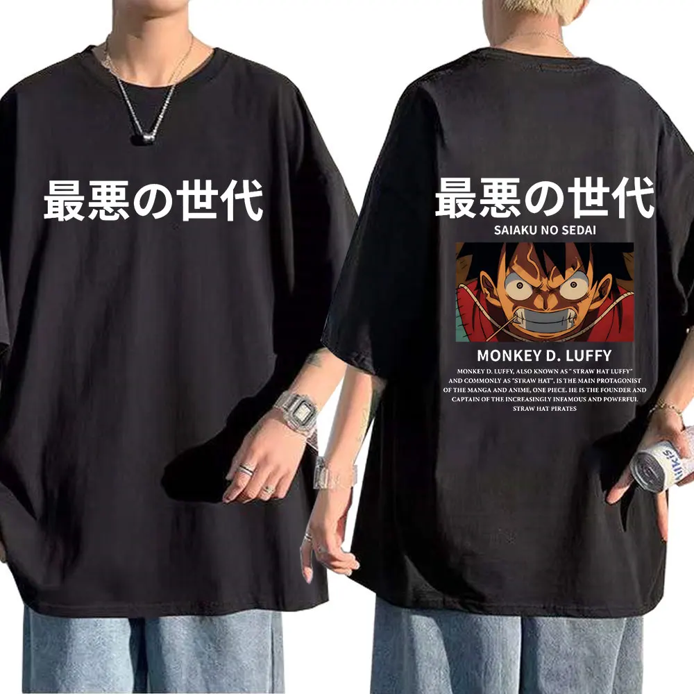 

Футболка мужская с японским аниме ророноа Луффи, цельная рубашка в стиле Харадзюку, футболка унисекс, оверсайз, уличная одежда, лето