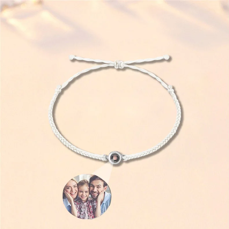 New braided bracelet Personalized Circle Photo Bracelet Custom Projection Necklace Personality Memorial Birthday Christmas Gift