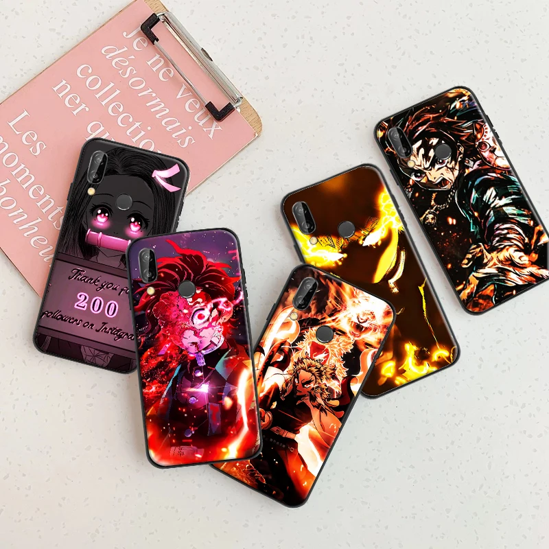 

Japan Anime Demon Slayer Kamado Tanjirou Nezuko Phone Case For Huawei P Smart Z 2019 2021 P20 Lite P30 P40 P40 Lite Pro Cover