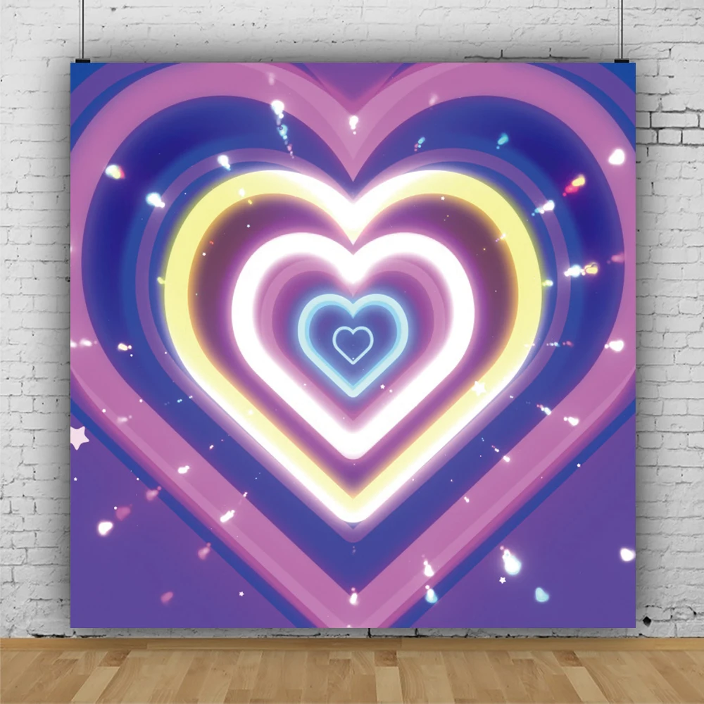 

Purple Heart Shape Light Overlapping Backdrop Children Birthday Party Baby Shower Live Decoration Table Booth Background Poster