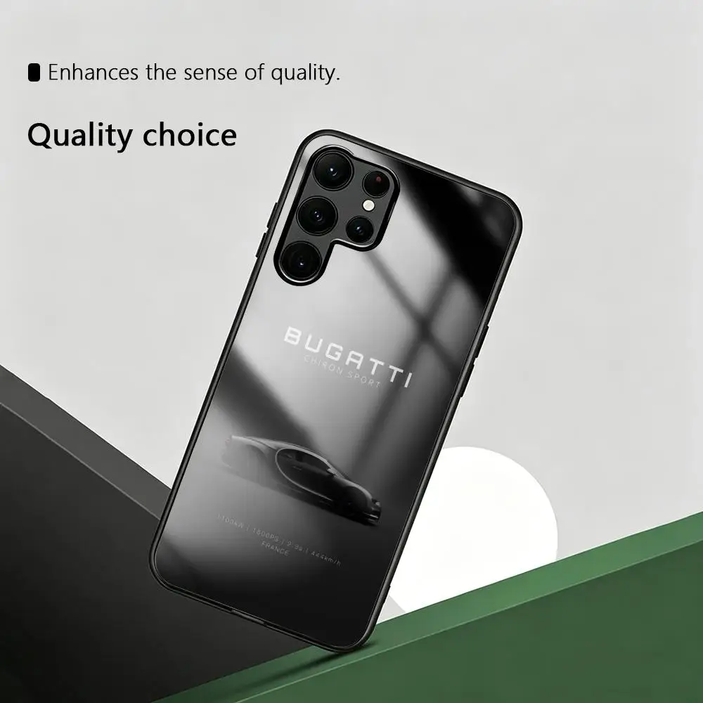 Горячая новинка: Роскошный чехол для телефона Samsung S26 S25 S24 S23 S22 S21 S20 Plus Ultra Note20 с дизайном спортивных автомобилей Bugatti, стеклянный, магнитный (art.: 3920db770e46b) - 3920db770e46b