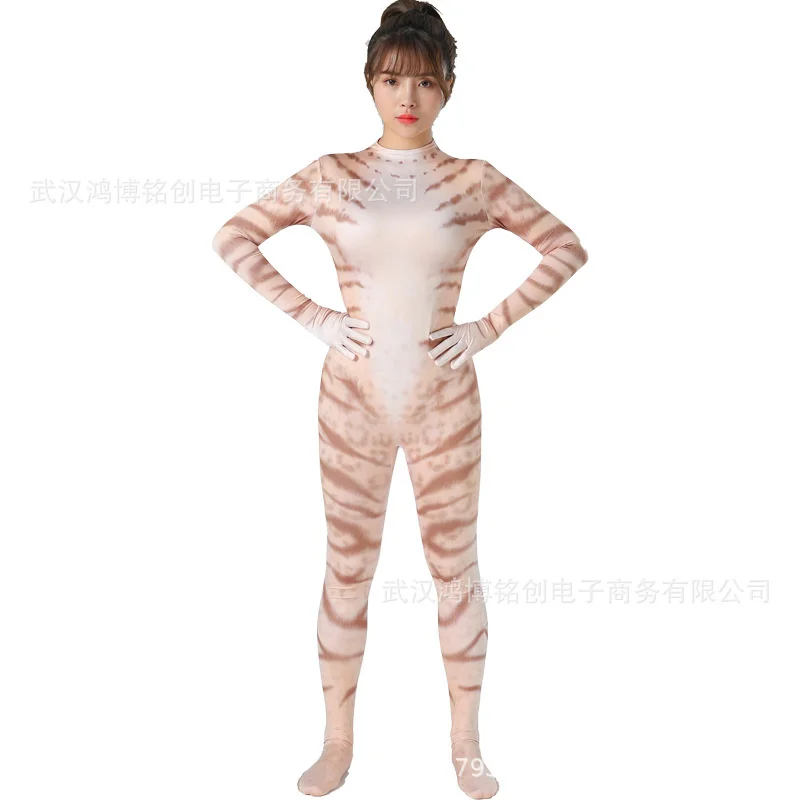 

Women's one-piece TIGHTS HALLOWEEN Cosplay clothing animal cat pattern 3D three-dimensional printingtransparent, sexy, nightclub