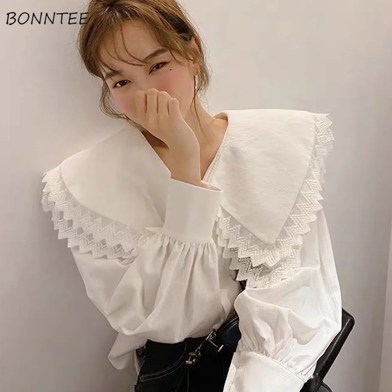 

Shirts Women Lace Design Stylish Harajuku Student Baggy Spring New Hot Sale Inside Casual Tender Simple Hipster Y2k 2022 Clothes