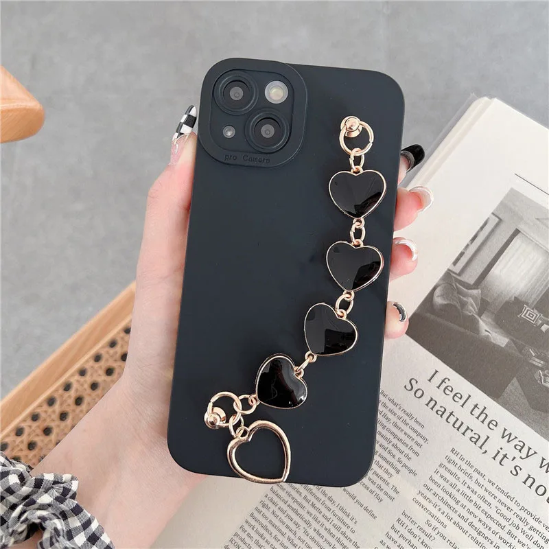 Модный чехол для телефона с цепочкой и браслетом в виде сердца зрачка iPhone 14 13 12 11