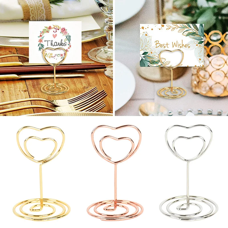 

10pcs Wedding Place Card Holder Metallic Table Number Menu Stand Romantic Photo Clips Desktop Decoration Festival Party Supplies