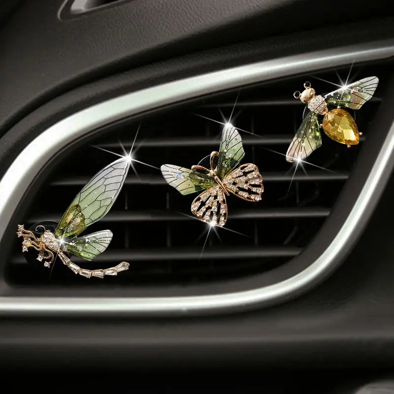 

New Exquisite Metal Butterfly Dragonfly Car Aromatherapy Clip Bee Car Air Conditioner Air Outlet Air Freshener Decorative Clip