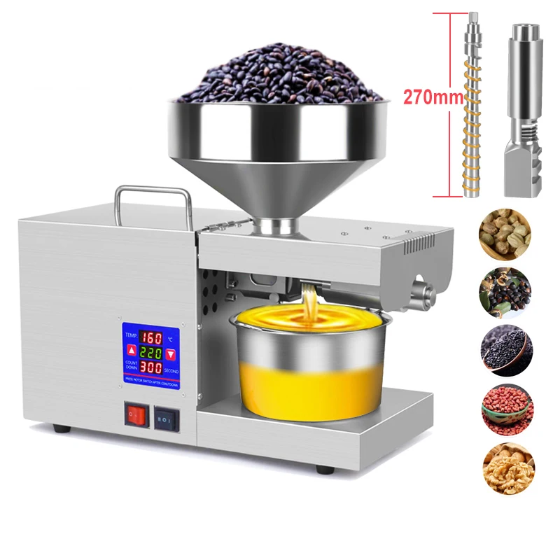 

5L New K38 Stainless Steel Commercial Oil Press Lengthen Bold Press Bar Capacity Flaxseed Peanut Sesame Oil Press