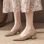 Туфли-лодочки женские с закрытым носком, высокий квадратный каблук, квадратный каблук, без застежки, вечерняя Обувь для свадьбы