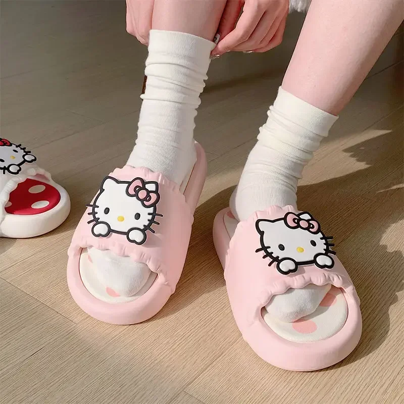 Hello Kitty Kawaii аниме Sanrio Ins модные повседневные тапочки женские милые летние на