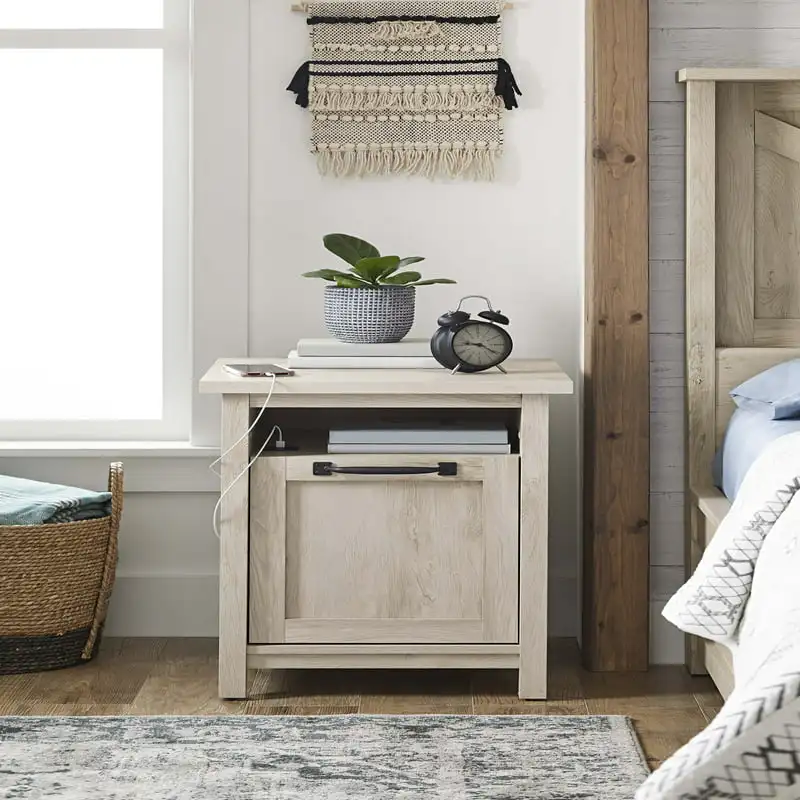 

Modern Farmhouse USB Nightstand, Rustic White