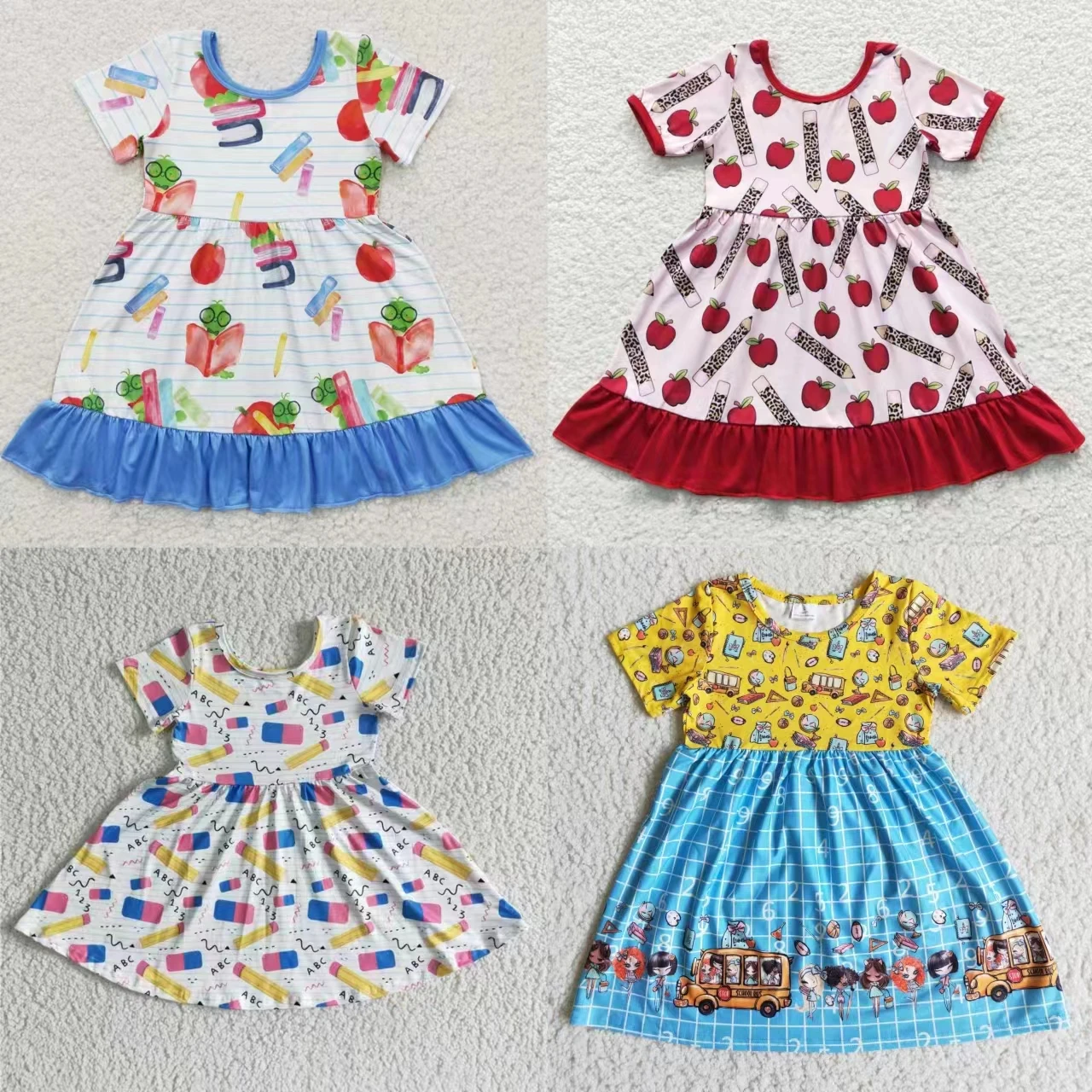 Apple Clothing Kids Twirl Dress Children Toddler Stripe Clothes
