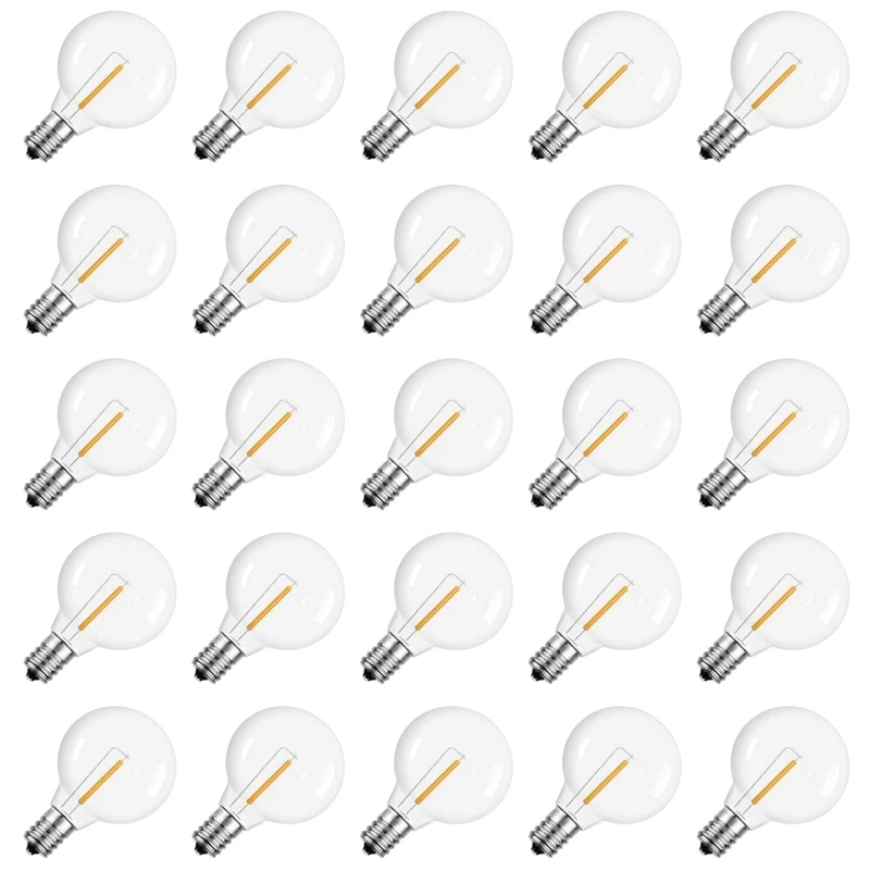 

G40 Led Replacement Light Bulbs, E12 Screw Base Shatterproof LED Globe Bulbs Light For Solar String Lights Warm White