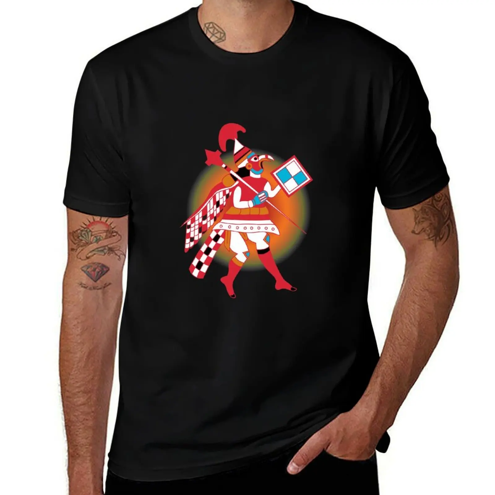 Фото Moche Warrior - Moche Art - Поп-арт футболка, базовая модель с коротким рукавом из хлопковой смеси №1