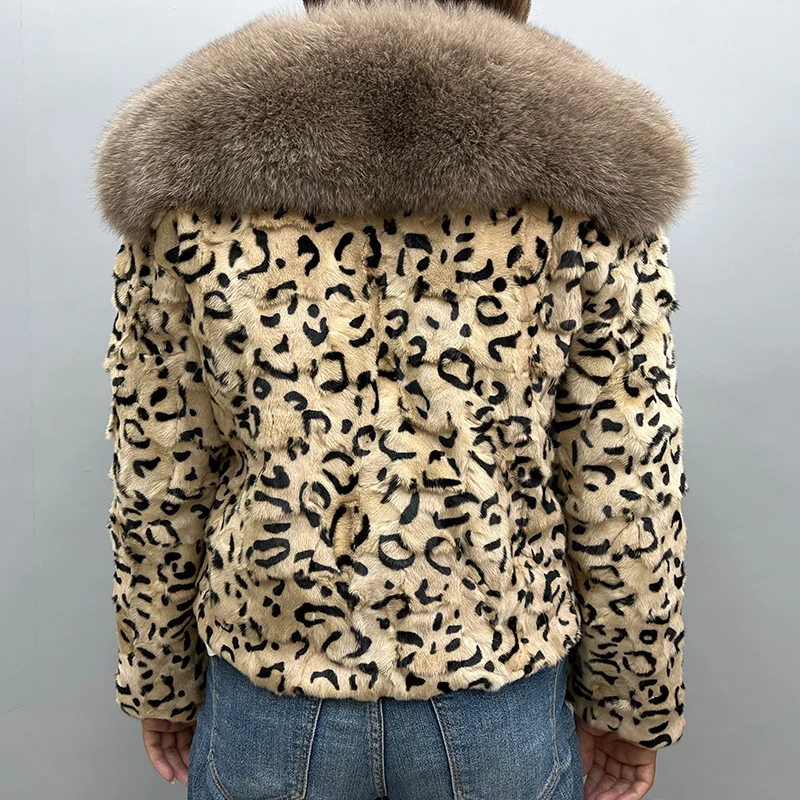 Fur coat Women Mink Fur Jacket With Fox Fur Colllar Real Fur Coat enlarge
