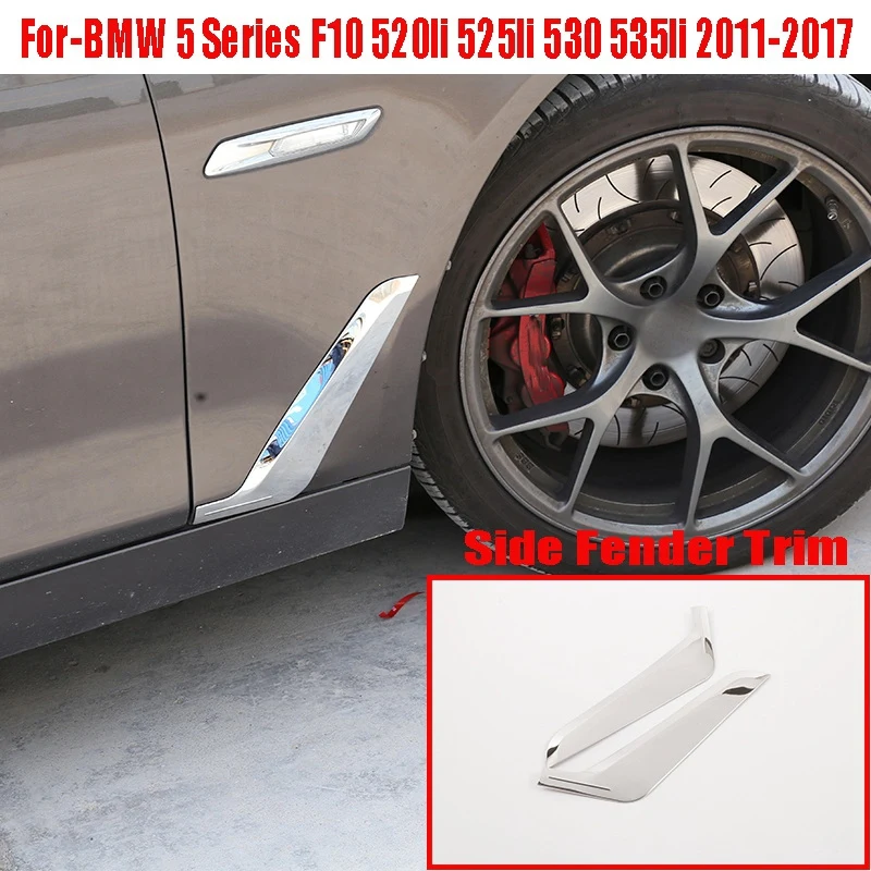 1Pair Chrome Stainless Steel Car Side Fender Trim Accessories For-BMW 5 Series F10 520Li 525Li 530 535Li 2011-2017 1Pair Chrome Stainless Steel Car Side Fender Trim Accessories For-BMW 5 Series F10 520Li 525Li 530 535Li 2011-2017