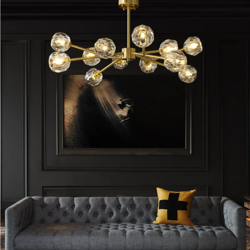 

Led Pendant Light American crystal Chandelier luxury Lamp living room bedroom decoration copper molecular