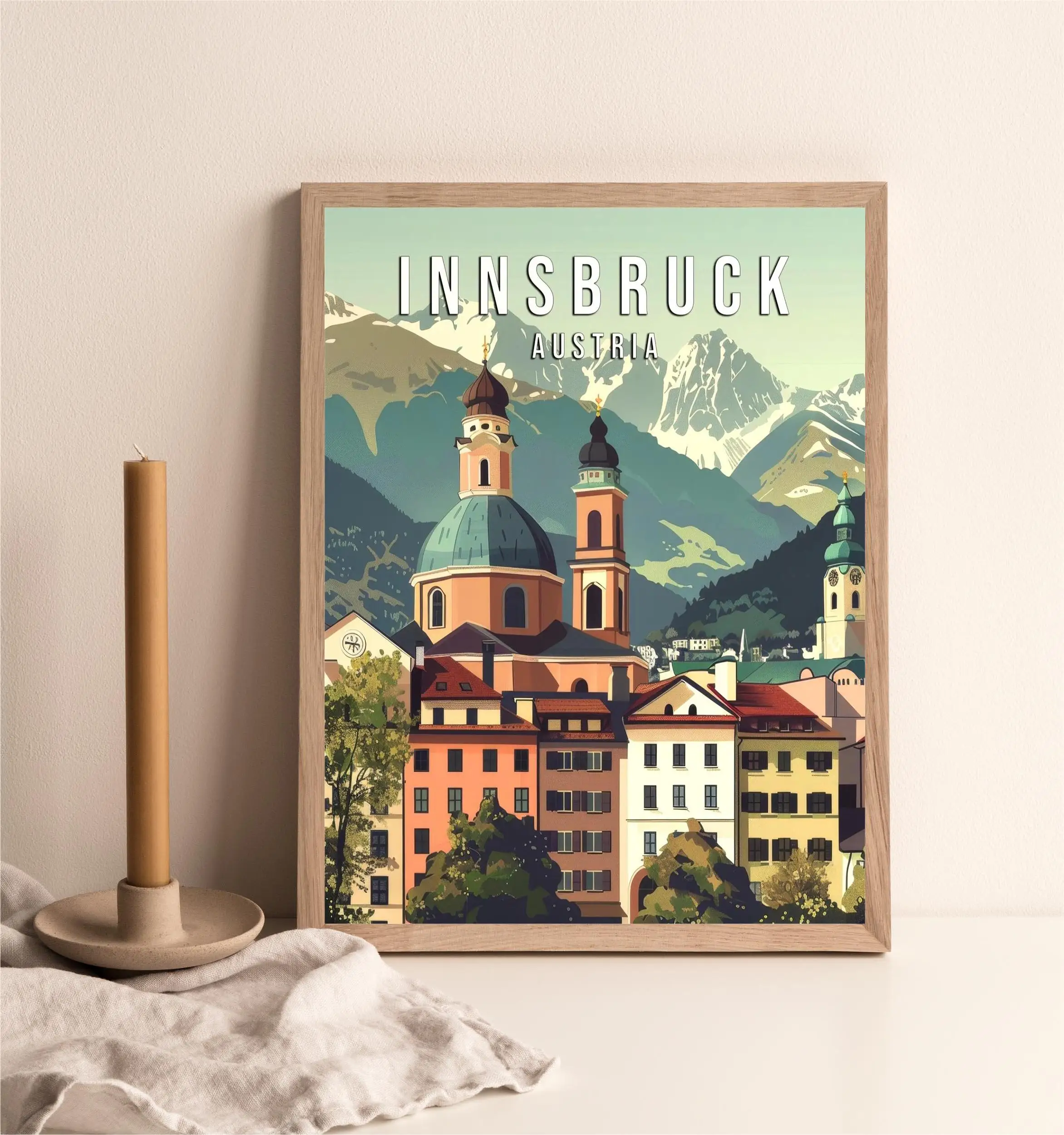 Ретро-постер с изображением туристических городов