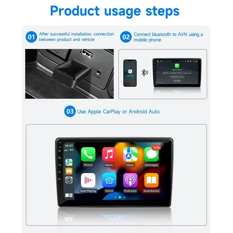 2025 Новый автомобильный Стайлинг 2 в 1 беспроводной Android авто адаптер Carplay Smart Dongle Plug