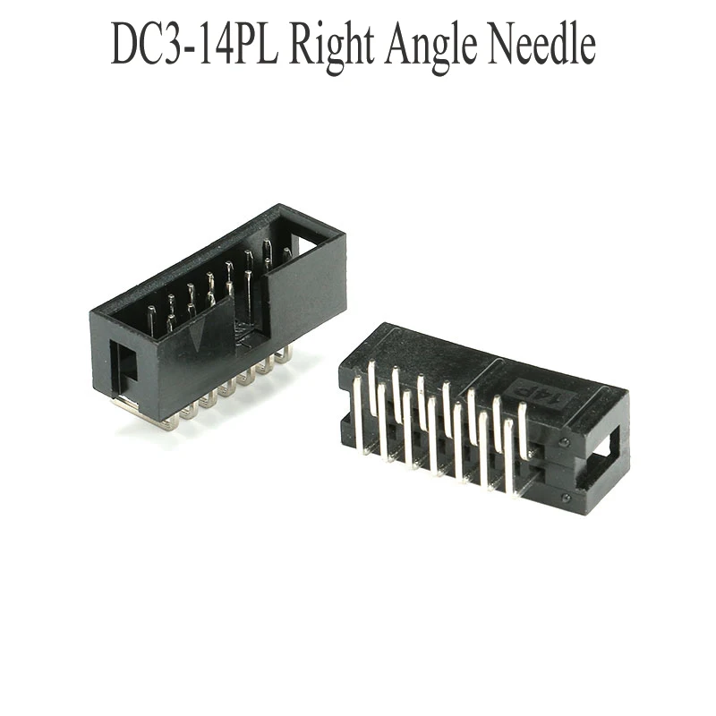 

10 шт. DC3 Dip 14-контактный шаг 2,54 мм игольчатая коробка с двойным отверстием под прямым углом игольчатые разъемы папа-разъем