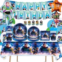 buzz lightyear theme party supplies disposable plate cup napkins tablecloth balloons cake topper kids birthday party decoration