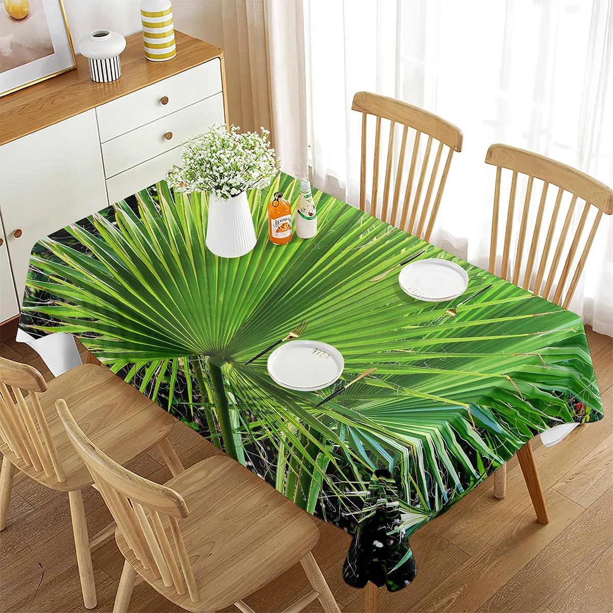 

Palm Leaves Rectangular Tablecloth Tropical Rainforest Landscape Theme Tablecloth Decor Home Decor Kitchen Travel Living Room