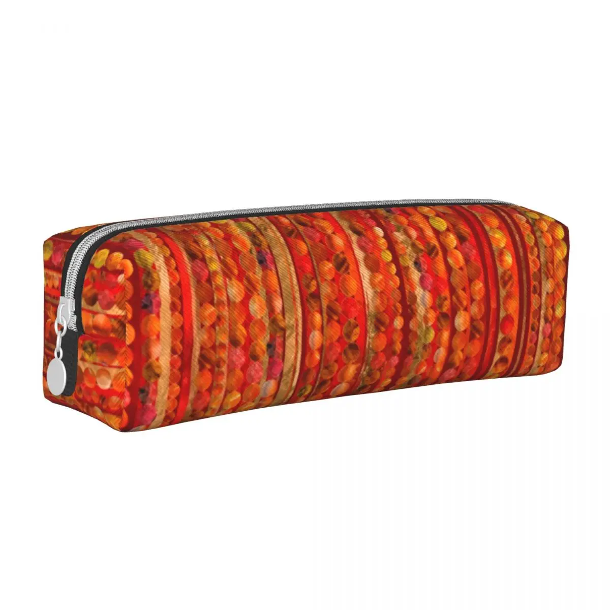 

Квадратный чехол для карандашей с бусинами и полосками, кожаный пенал с красным драгоценным камнем для девочек и мальчиков в колледже, винтажный Органайзер на молнии для ручек