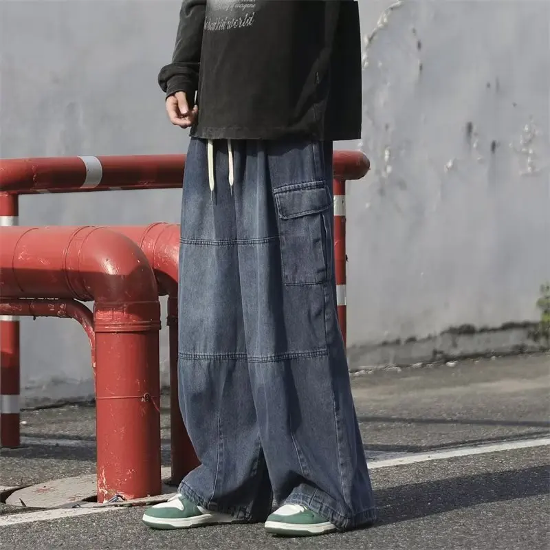 DEEPTOWN Classic Baggy Jeans Men Japanese Denim Oversize Pants Black Wide Leg Trousers Male Loose Casual Streetwear Hip Hop