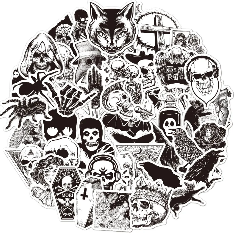 

Забавные черные и белые наклейки для багажа, 10/30/50 шт.