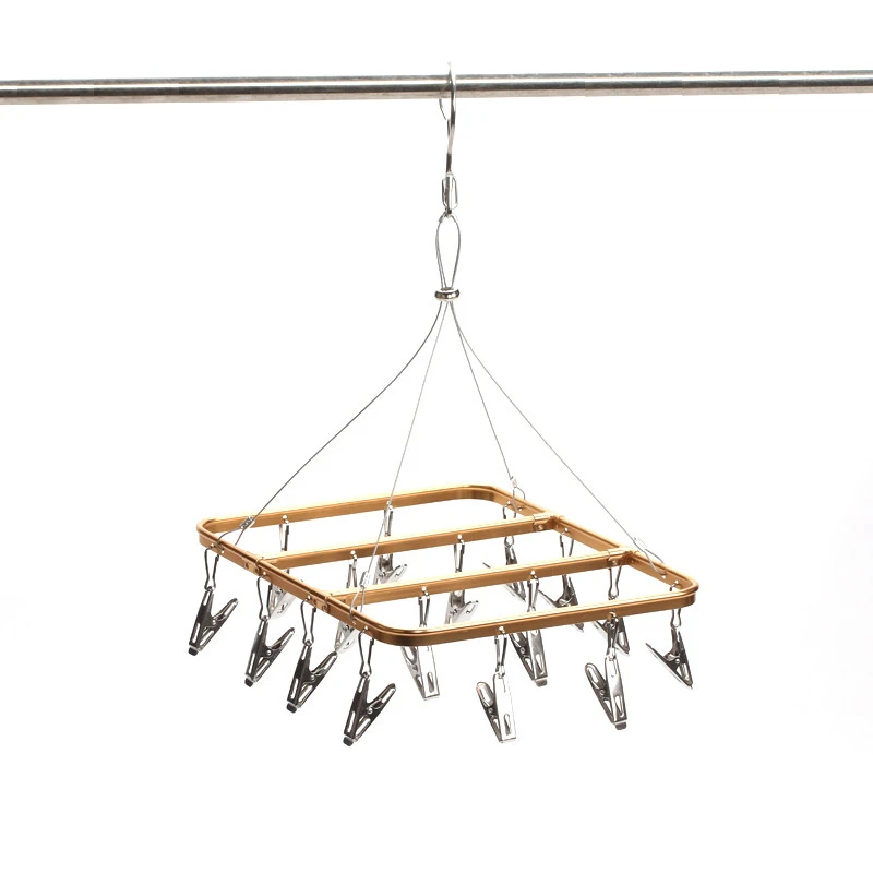 

Aluminum Metal Clips Hanger Clothes Drying Rack Hanger for Bra Socks Underwear Cloths Hanger Rack Multi-Functional 16 22 28 Clip